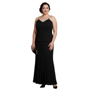 Junnie Leigh New York Vintage Formal Black Sleeveless Gown Dress Plus Size 14